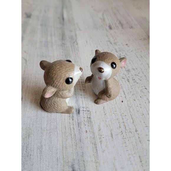 Mini ceramic Mouse set cute brown chipmunk pet Xmas - Picture 2 of 6